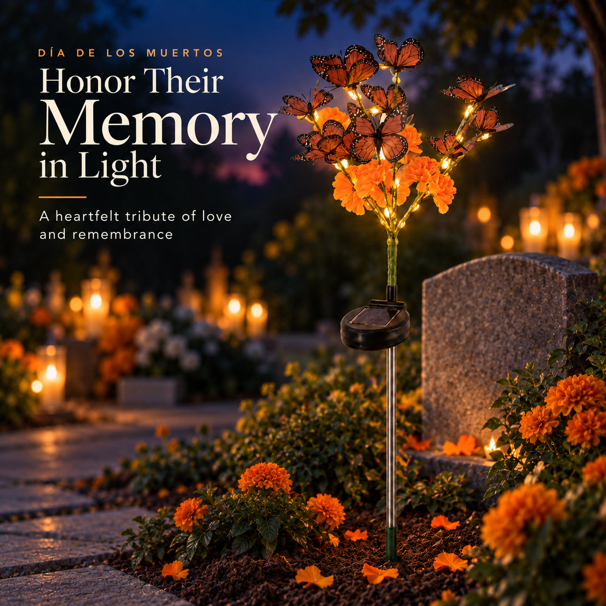 🧡Solar Butterfly Marigold Remembrance Grave Decor Light
