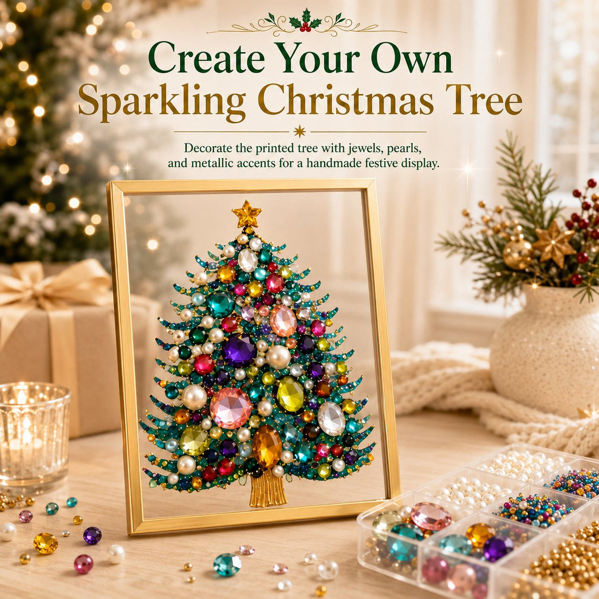 ✨🎁 Jewel & Pearl Christmas Tree DIY Painting Craft Kit