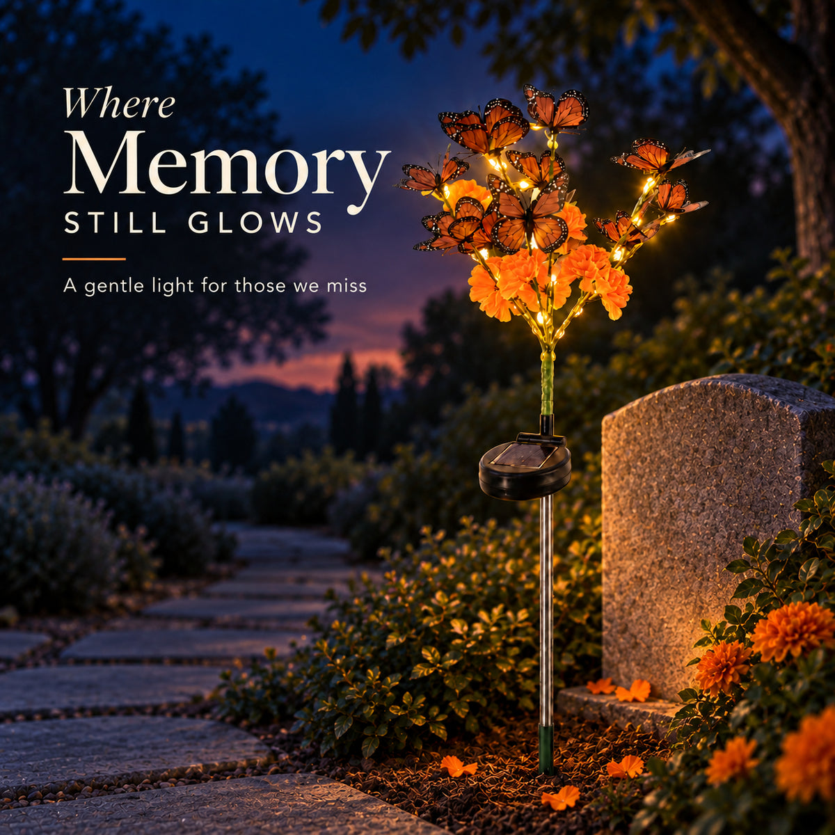 🧡Solar Butterfly Marigold Remembrance Grave Decor Light