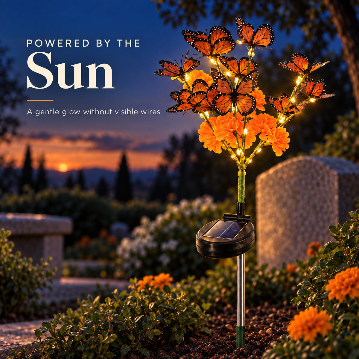 🧡Solar Butterfly Marigold Remembrance Grave Decor Light