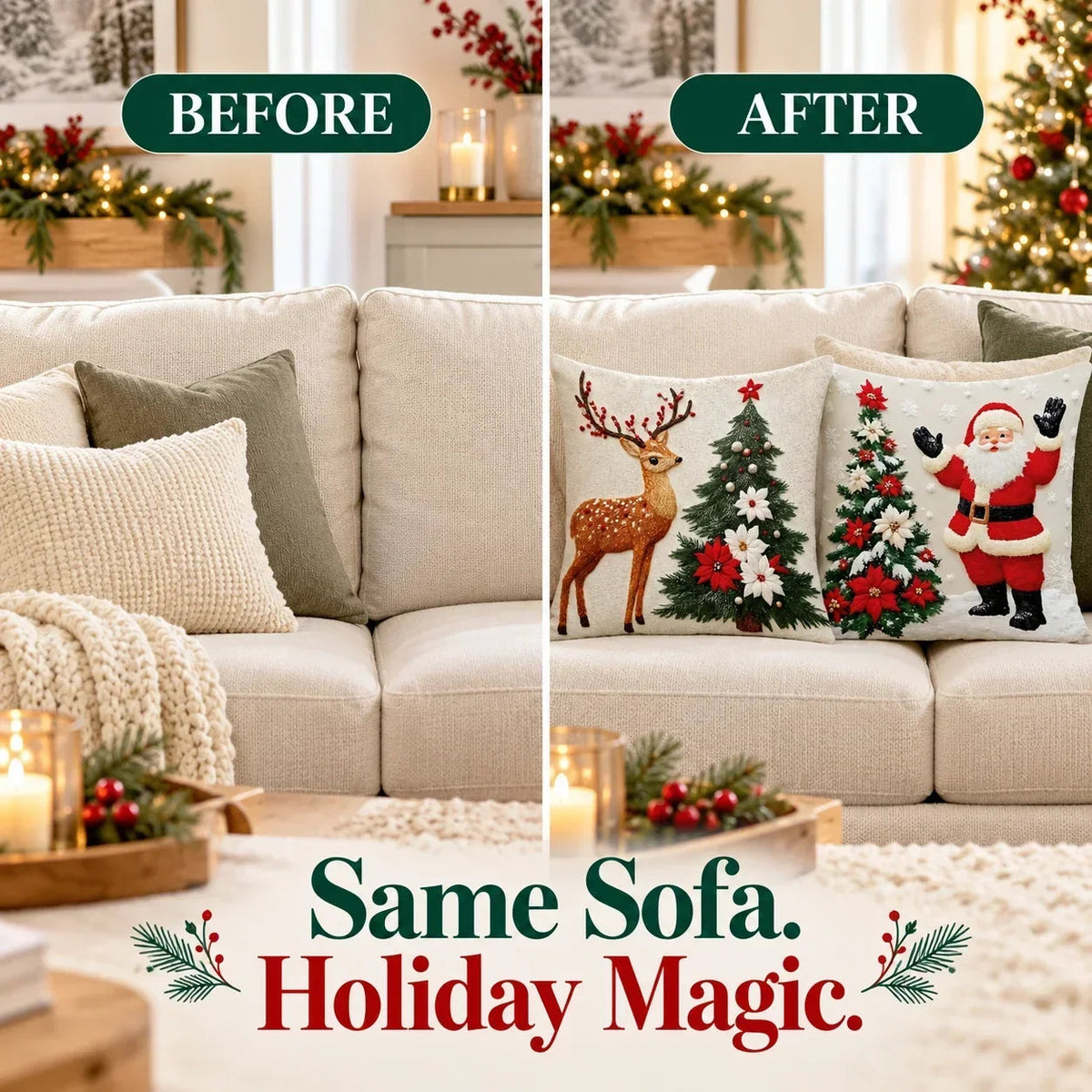 🎅 Christmas Holiday Sofa Pillow Covers