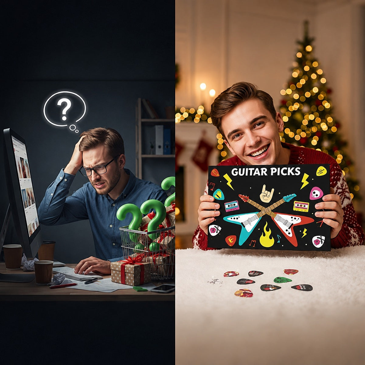 🎸Guitar Picks Advent Calendar 🎄24‑Day Christmas Countdown Calendar, Unique Holiday Gift for Guitar Lovers Musicians