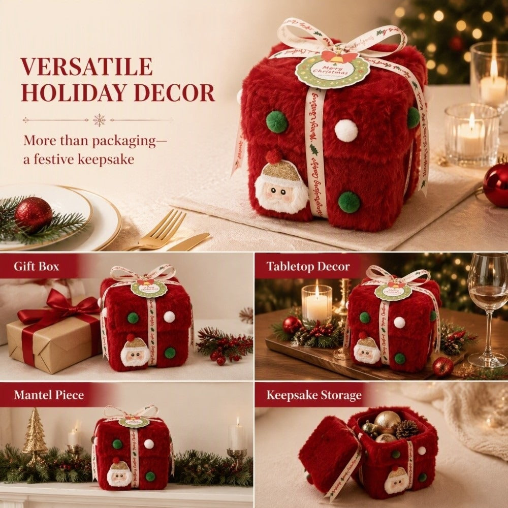 ✨ Christmas Plush Decorative Present Box for Small Gifts