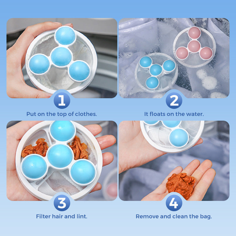 🐶 3-Pack Floating Pet Hair Catcher – Laundry Lint & Tissue Filter Bag for Washing Machine