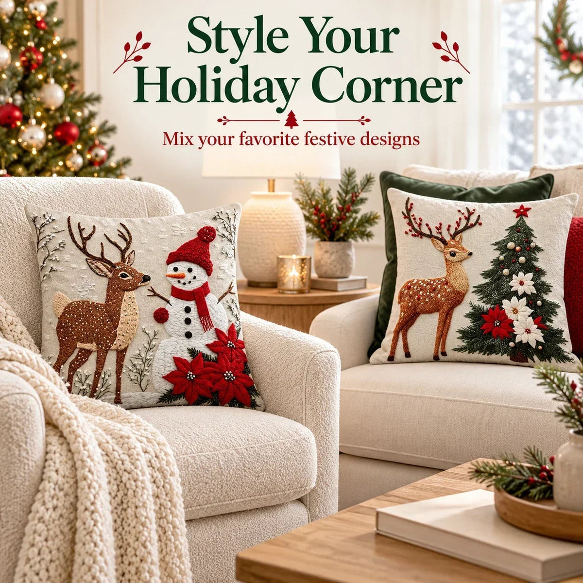 🎅 Christmas Holiday Sofa Pillow Covers