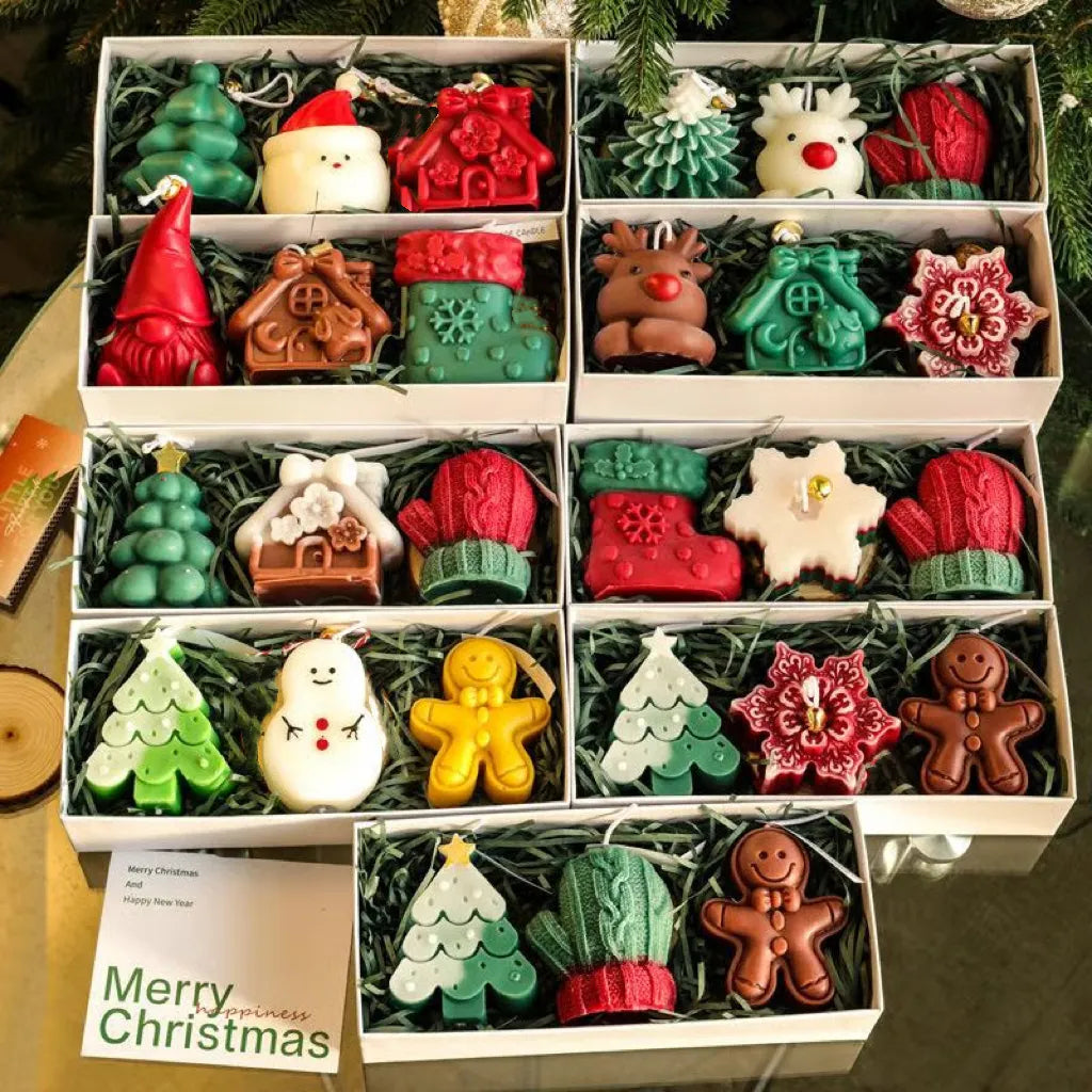🎄 Handmade Christmas Scented Candle Gift Set | Adorable Christmas-themed candles—a perfect, ready-to-gift holiday treat.