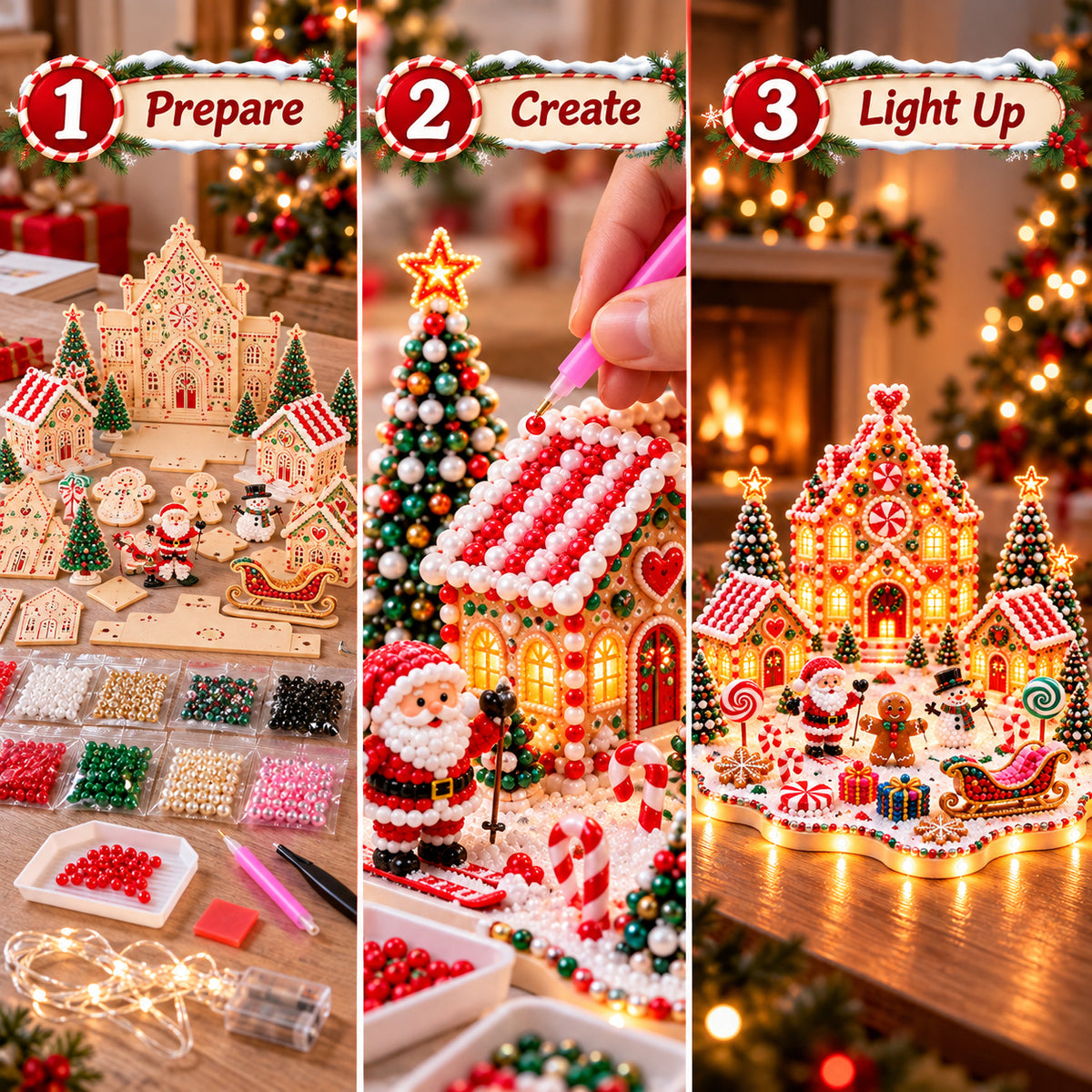 ✨Light Up Christmas Gingerbread House Diamond Painting Kit