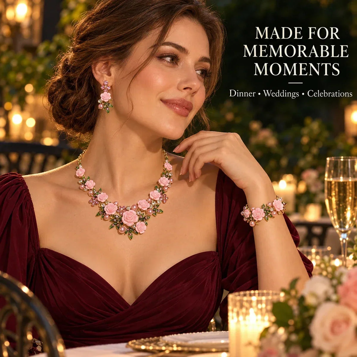 🌹Vintage Rose Garden Pearl & Crystal Jewelry Collection