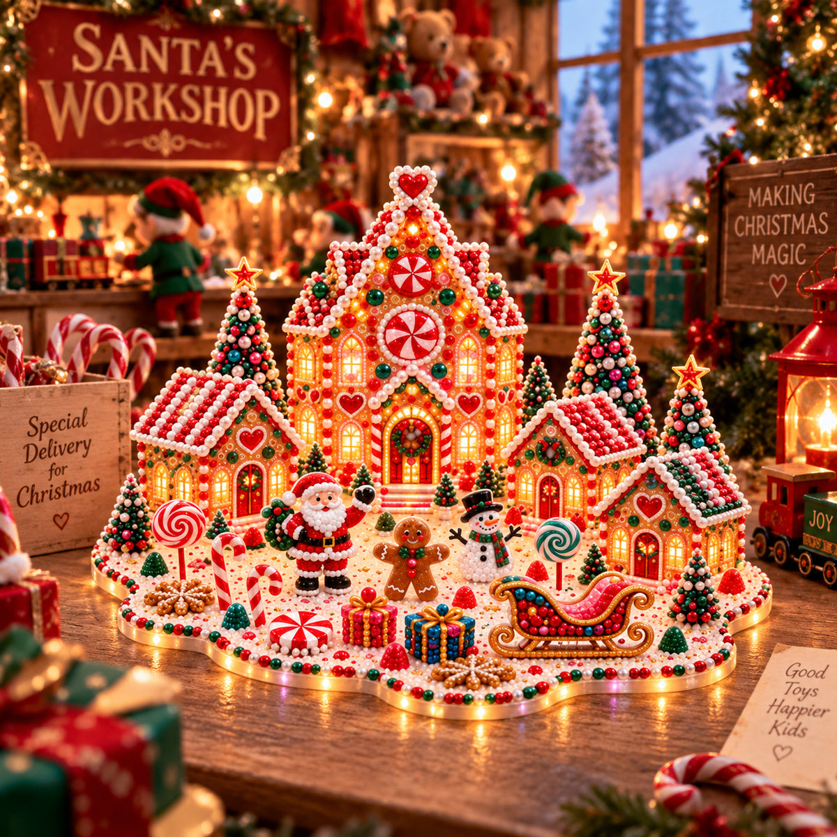 ✨Light Up Christmas Gingerbread House Diamond Painting Kit