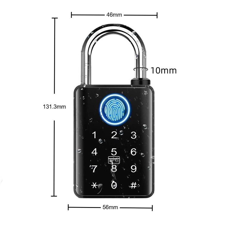 🔒 Smart Fingerprint Padlock with Touchscreen Keypad for Keyless Door and Locker Security