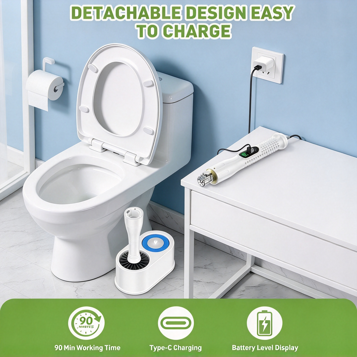 🧼 Electric Toilet Brush, Rechargeable 360° Cleaning Brush
