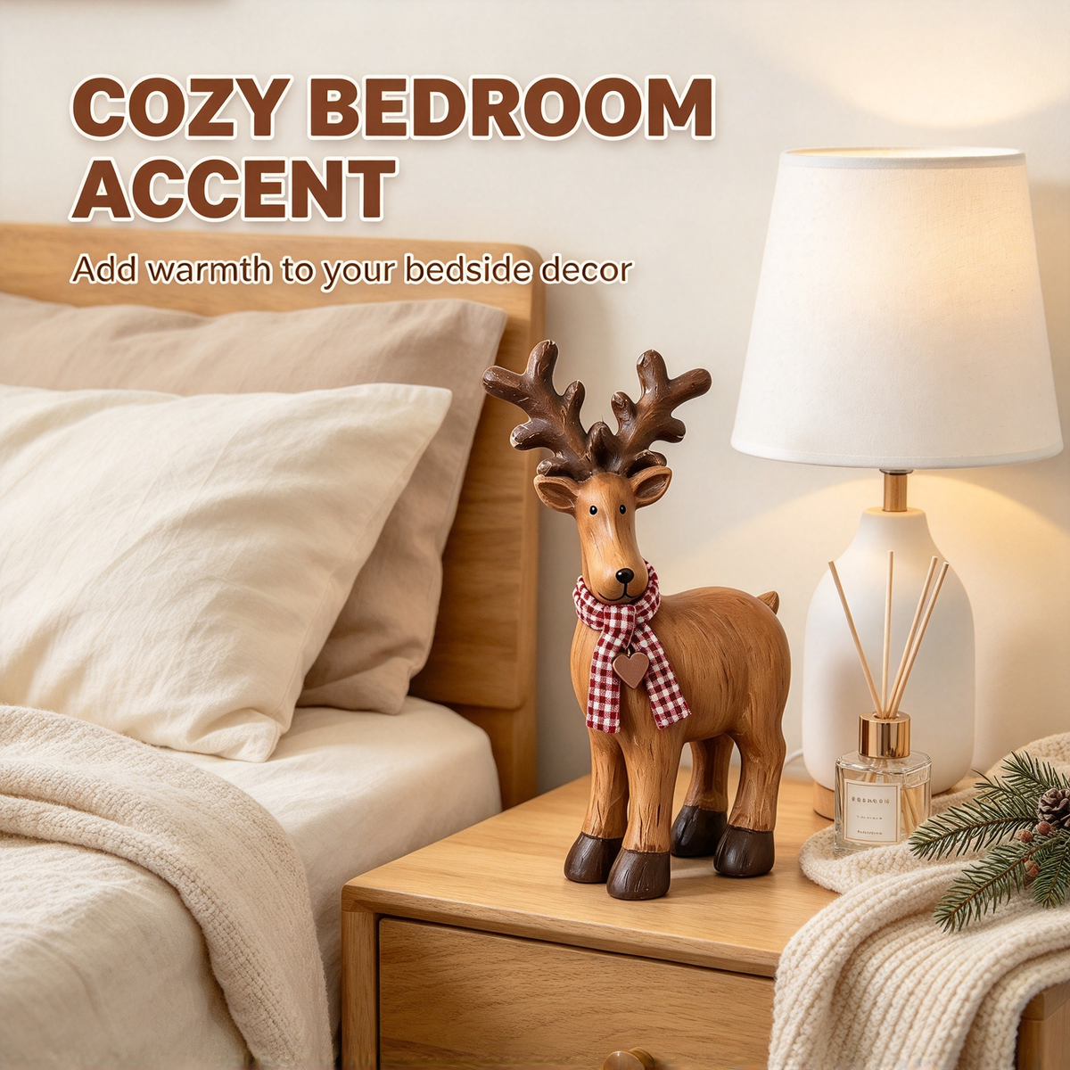 🦌 Solid Wood Christmas Reindeer Tabletop Decor