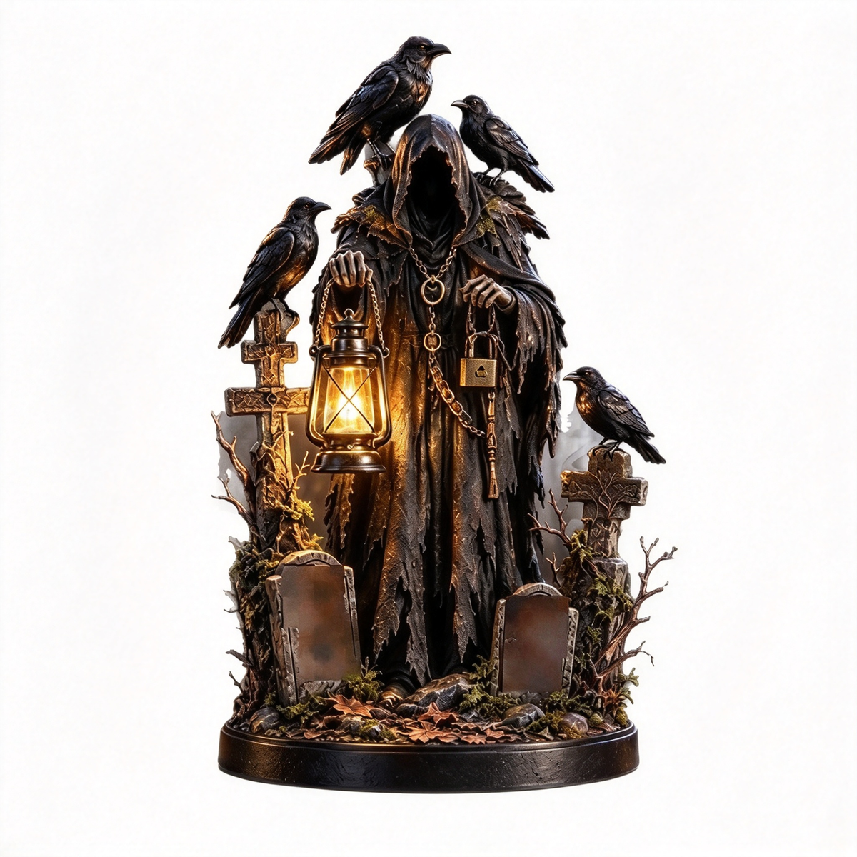 🏮 Gothic Reaper with Ravens Tabletop Figurine light