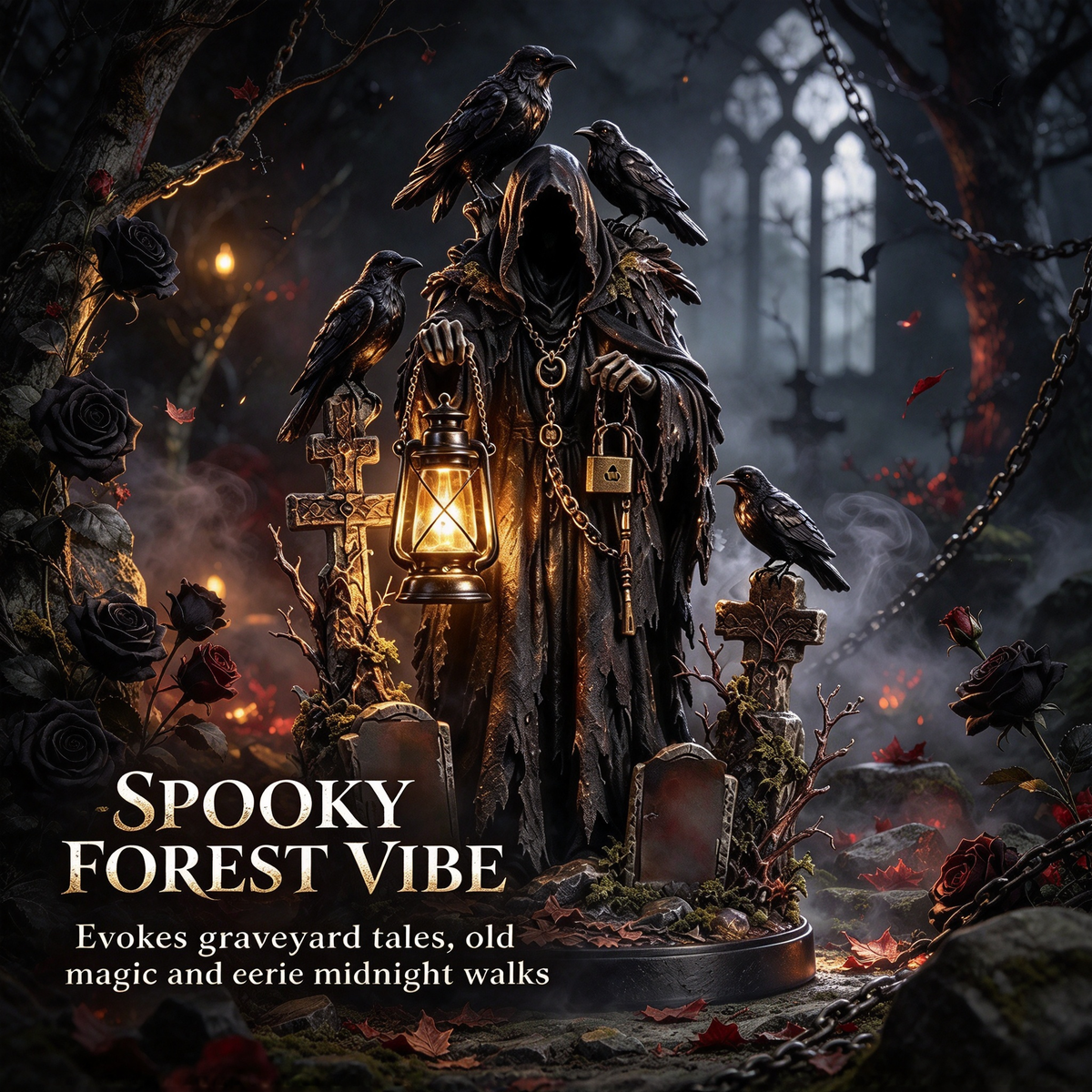 🏮 Gothic Reaper with Ravens Tabletop Figurine light