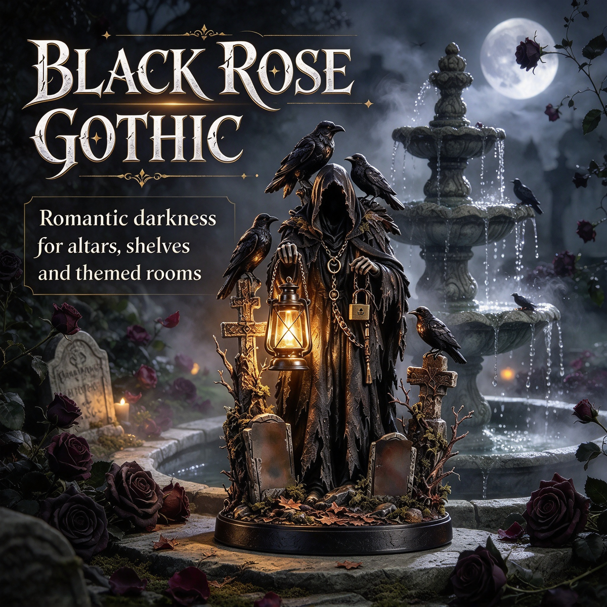 🏮 Gothic Reaper with Ravens Tabletop Figurine light