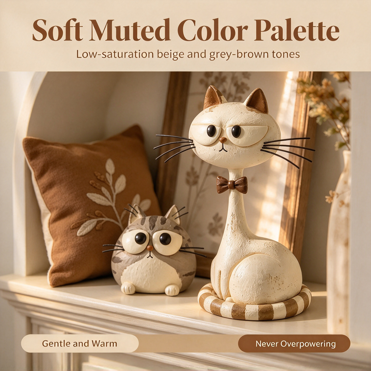 🪵 Rustic Distressed Cat Statue, Home Tabletop Decoration🐱