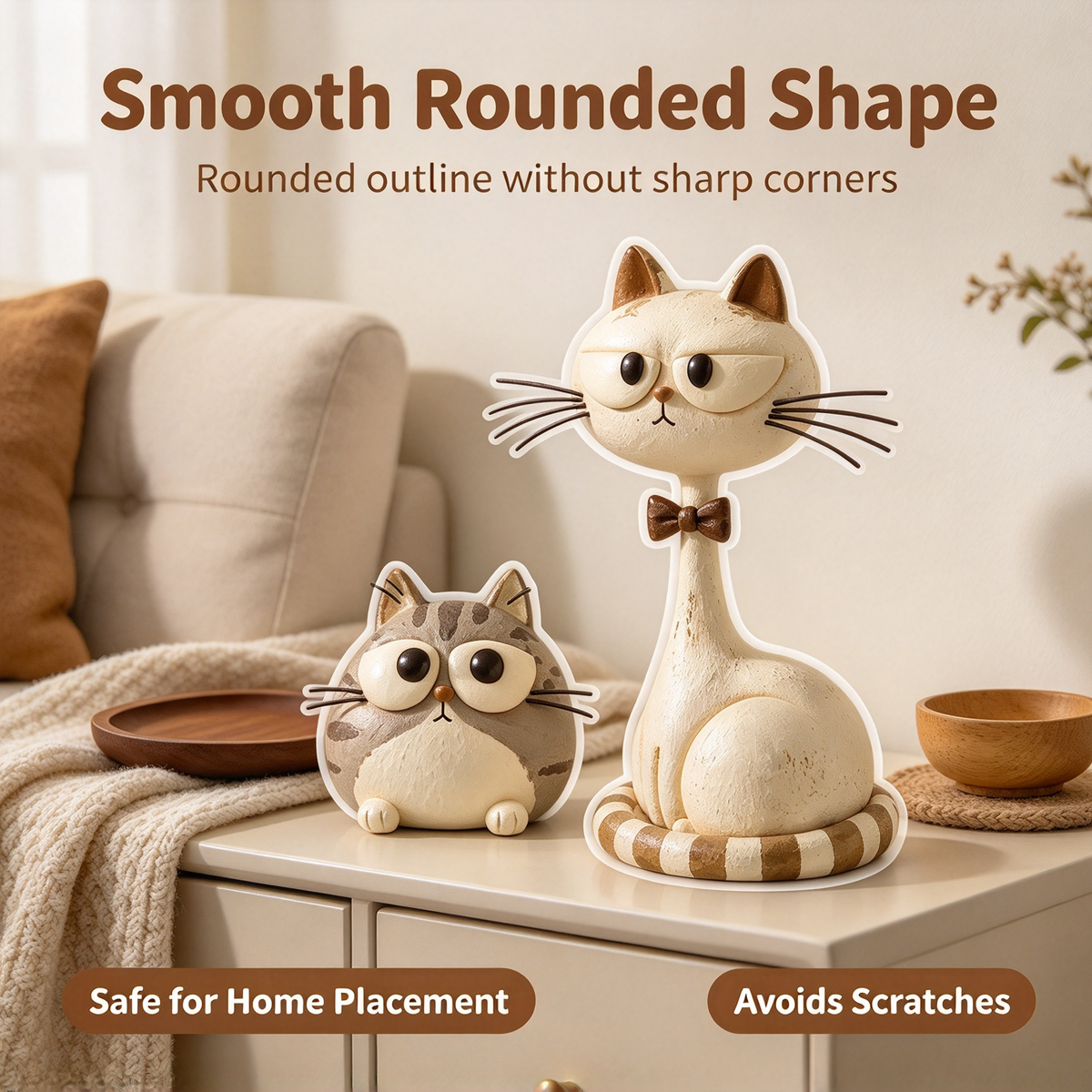 🪵 Rustic Distressed Cat Statue, Home Tabletop Decoration🐱