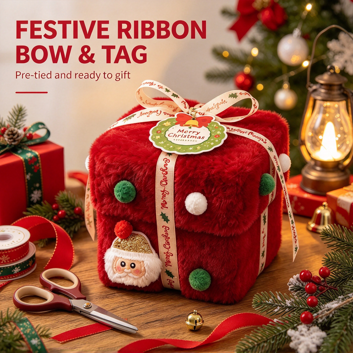 ✨ Christmas Plush Decorative Present Box for Small Gifts