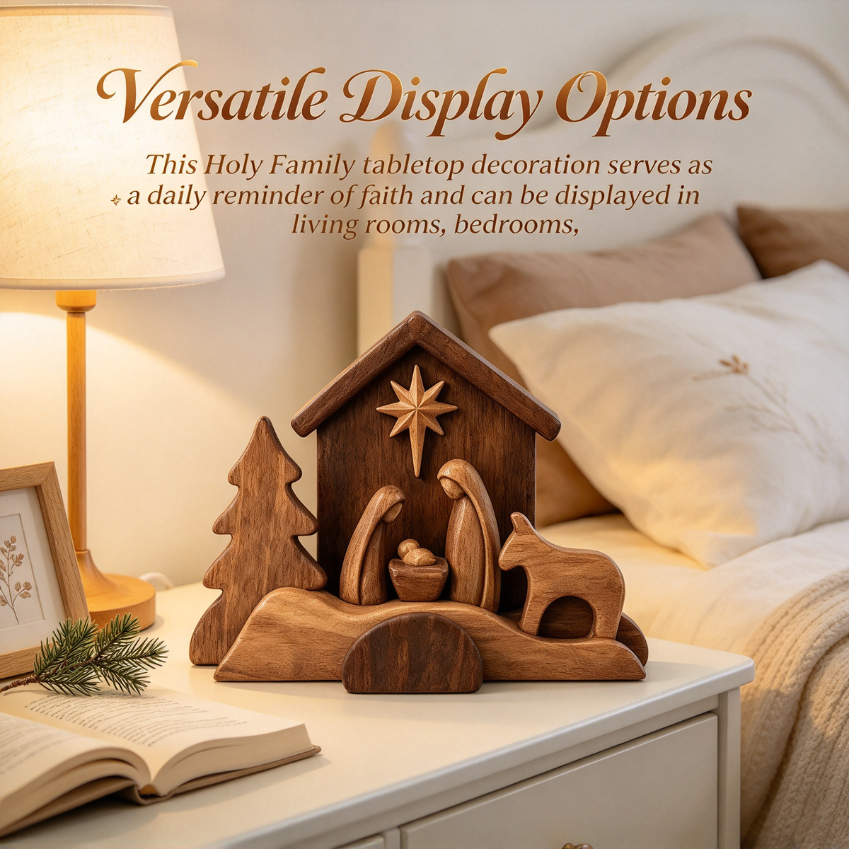 🪵 Rustic Wooden Nativity Scene Religious Christmas Decor