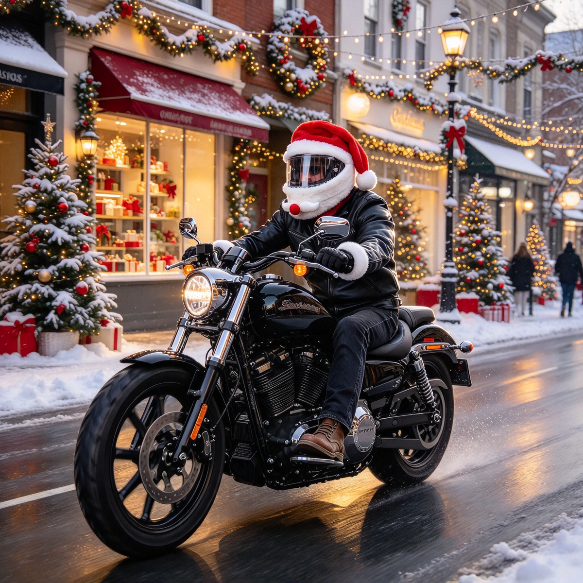🎅 Santa Motorcycle Helmet Plush Cover