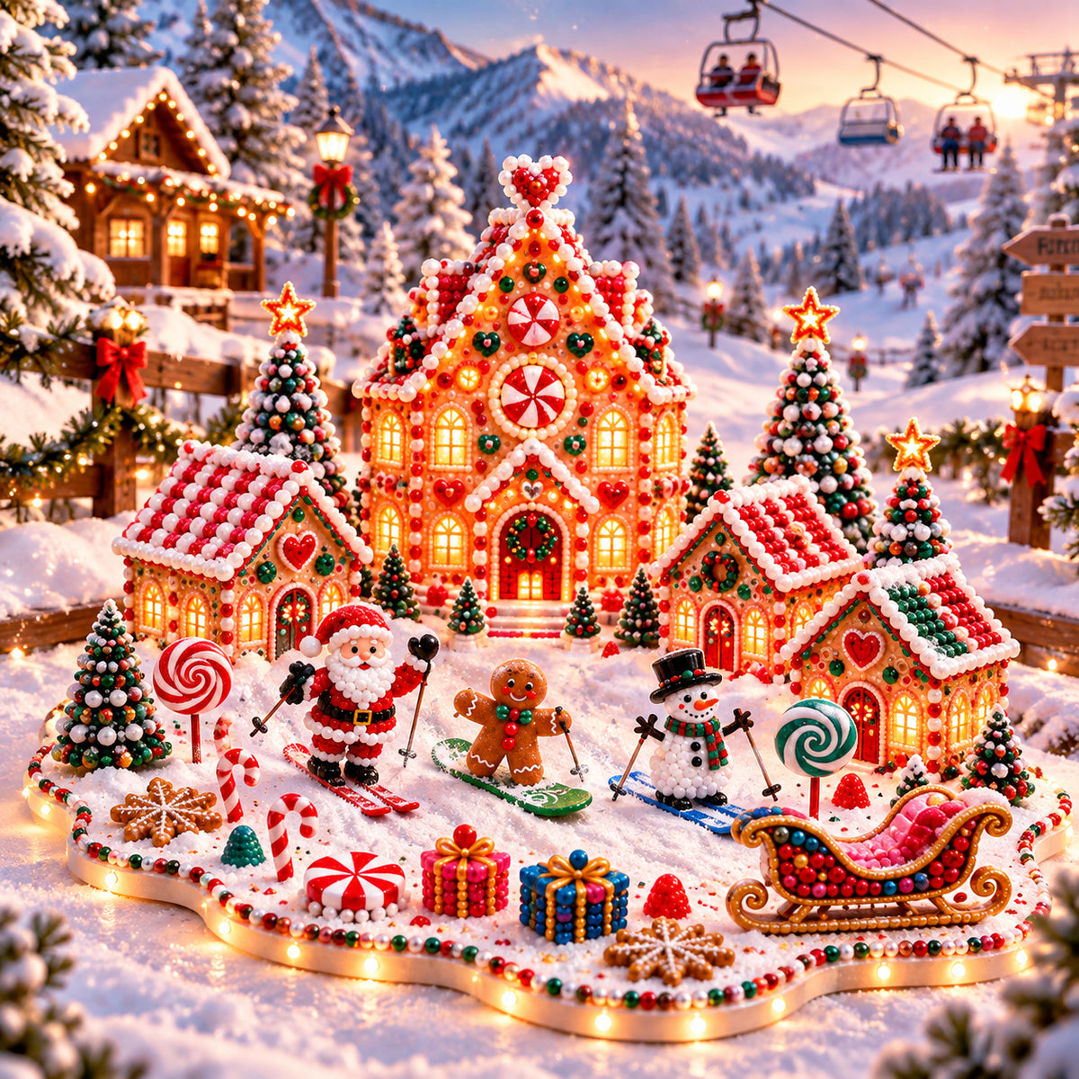 ✨Light Up Christmas Gingerbread House Diamond Painting Kit