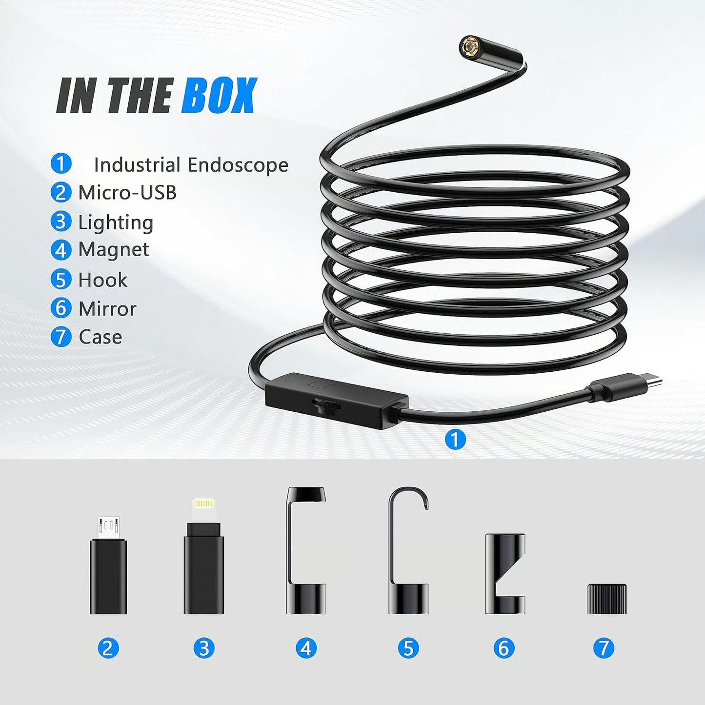 đ Plug-and-Play Endoscope Camera - Compatible with Android & iPhone & ipad for Direct Connection
