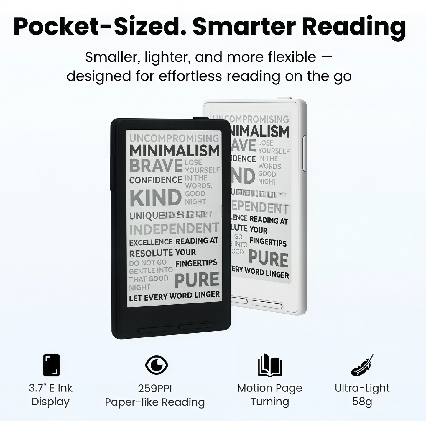 📖 3.7" Ultra-Portable E-Ink eBook Reader: Distraction-Free Pocket Reader with Gyroscope Page-Turn – 0.2" Thin, 2oz Lightweight Design for On-the-Go Reading