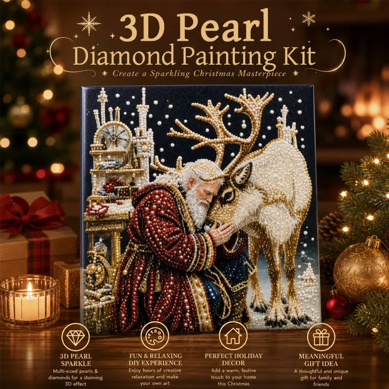 ๐
๐ Premium 3D Pearl Christmas Reindeer Diamond Painting Art Kit | Luxury Flocked Canvas with Scratch-Resistant Non-Fading Pearl Beads DIY Holiday Decorโ๏ธโ๏ธ