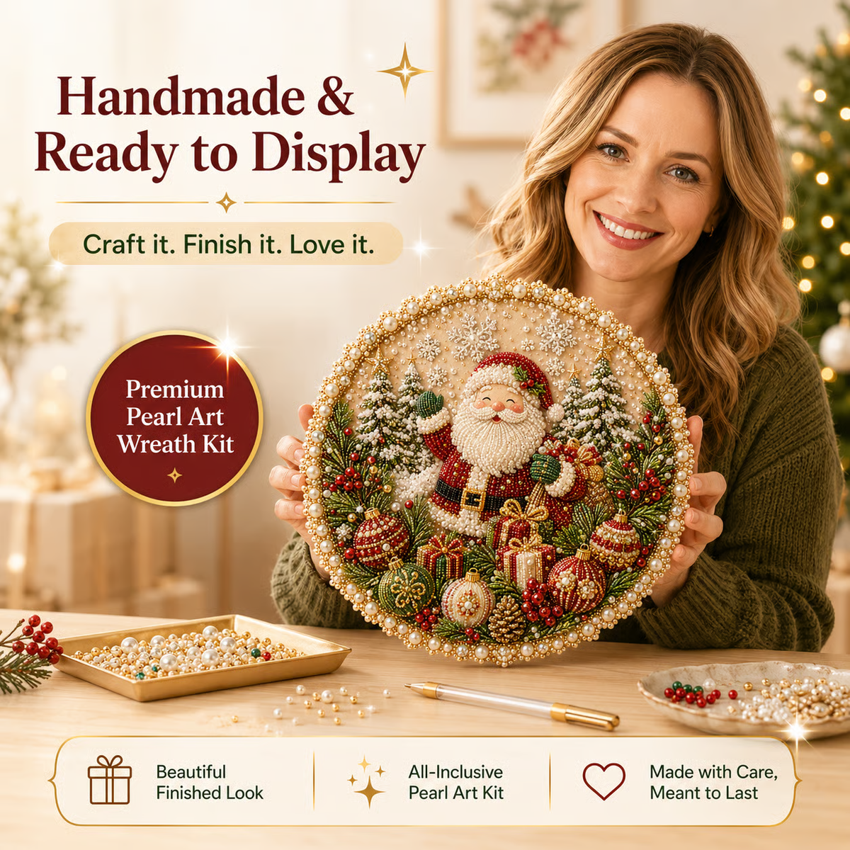 ✨ Four Seasons & Holiday Pearl Art Hanging Wreath Kit