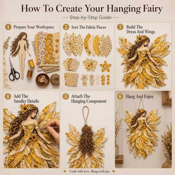 🧚♀️🌸 Premium Fairy Patchwork DIY Kit | High-Quality Layered Fabric with Floral Wings DIY Handmade Fantasy Wall Decor ✨