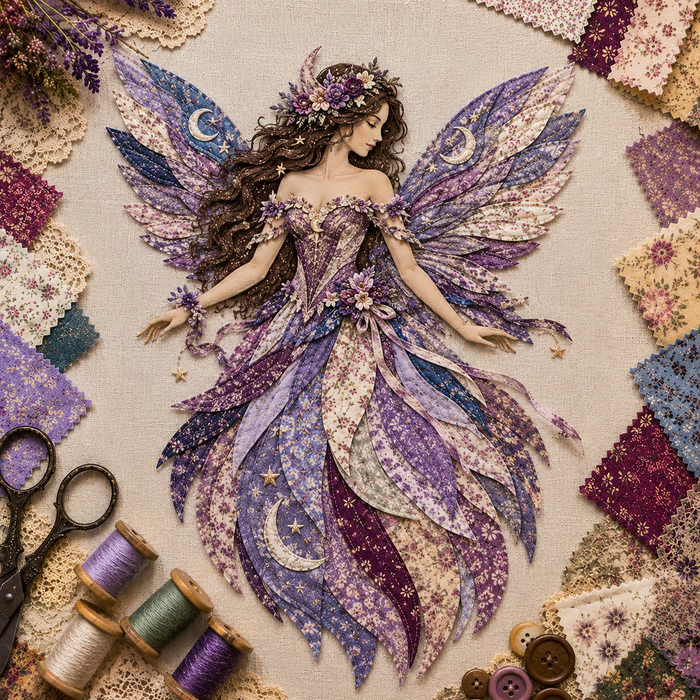 🧚♀️🌸 Premium Fairy Patchwork DIY Kit | High-Quality Layered Fabric with Floral Wings DIY Handmade Fantasy Wall Decor ✨