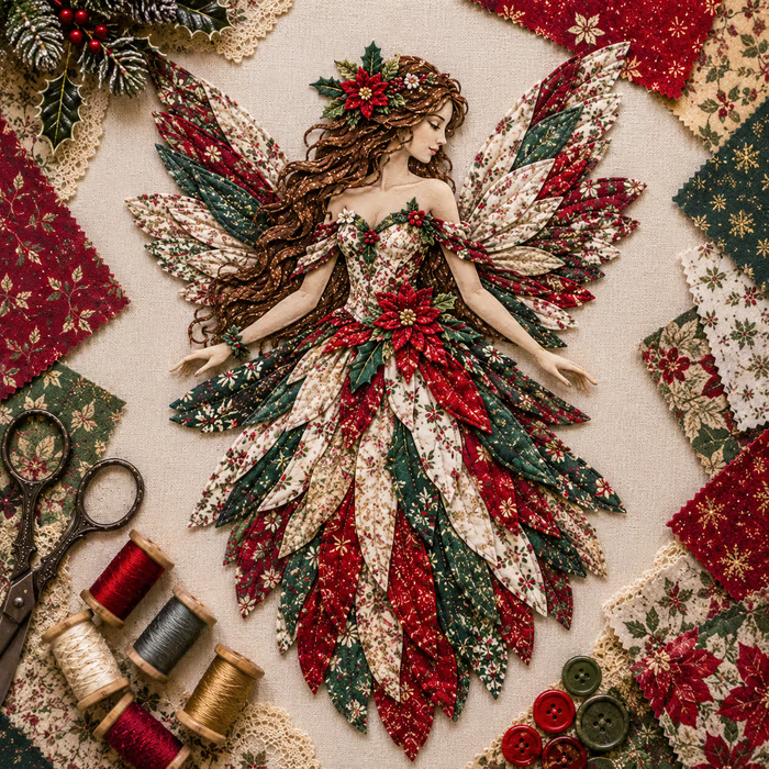🧚♀️🌸 Premium Fairy Patchwork DIY Kit | High-Quality Layered Fabric with Floral Wings DIY Handmade Fantasy Wall Decor ✨