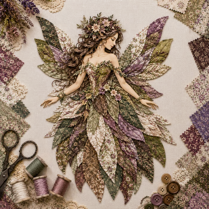🧚♀️🌸 Premium Fairy Patchwork DIY Kit | High-Quality Layered Fabric with Floral Wings DIY Handmade Fantasy Wall Decor ✨