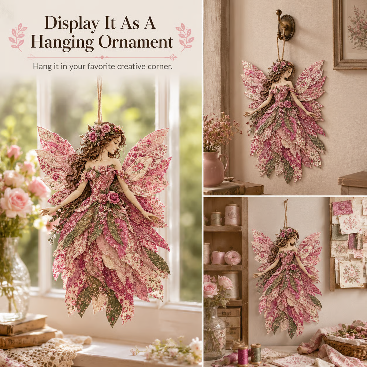 🧚♀️🌸 Premium Fairy Patchwork DIY Kit | High-Quality Layered Fabric with Floral Wings DIY Handmade Fantasy Wall Decor ✨
