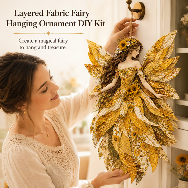 🧚♀️🌸 Premium Fairy Patchwork DIY Kit | High-Quality Layered Fabric with Floral Wings DIY Handmade Fantasy Wall Decor ✨
