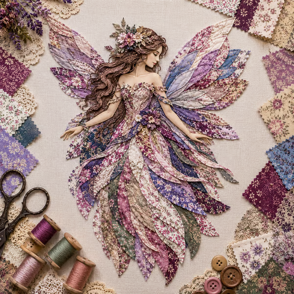 🧚♀️🌸 Premium Fairy Patchwork DIY Kit | High-Quality Layered Fabric with Floral Wings DIY Handmade Fantasy Wall Decor ✨