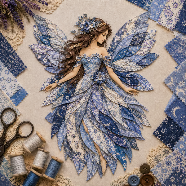 🧚♀️🌸 Premium Fairy Patchwork DIY Kit | High-Quality Layered Fabric with Floral Wings DIY Handmade Fantasy Wall Decor ✨
