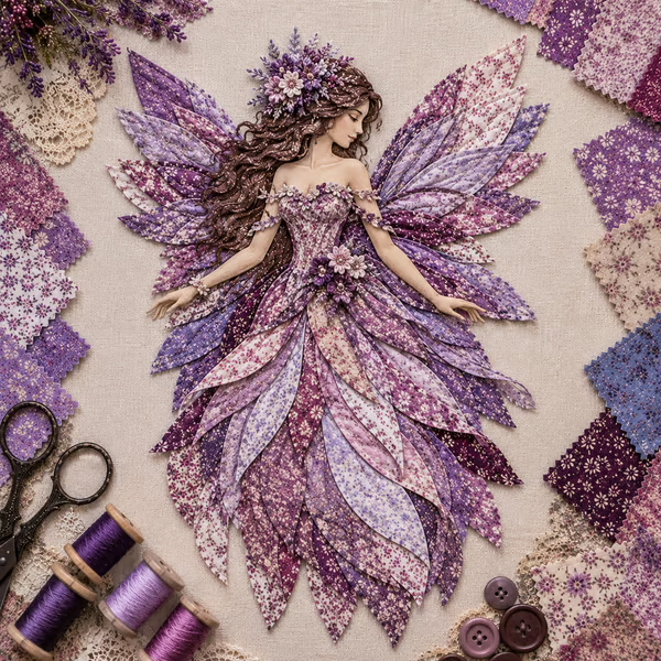 🧚♀️🌸 Premium Fairy Patchwork DIY Kit | High-Quality Layered Fabric with Floral Wings DIY Handmade Fantasy Wall Decor ✨
