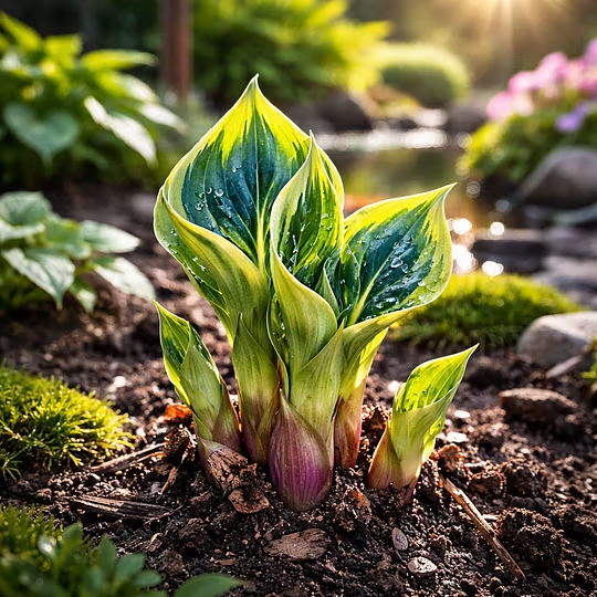 🦚 Rare Peacock Flame Hosta – A Shade-Loving Beauty That Gets Better Every Year