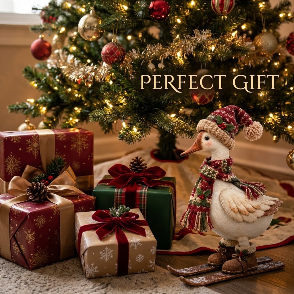 🎄Vintage-Style Christmas Goose Figurine | Vintage Farmhouse Christmas Goose Statue
