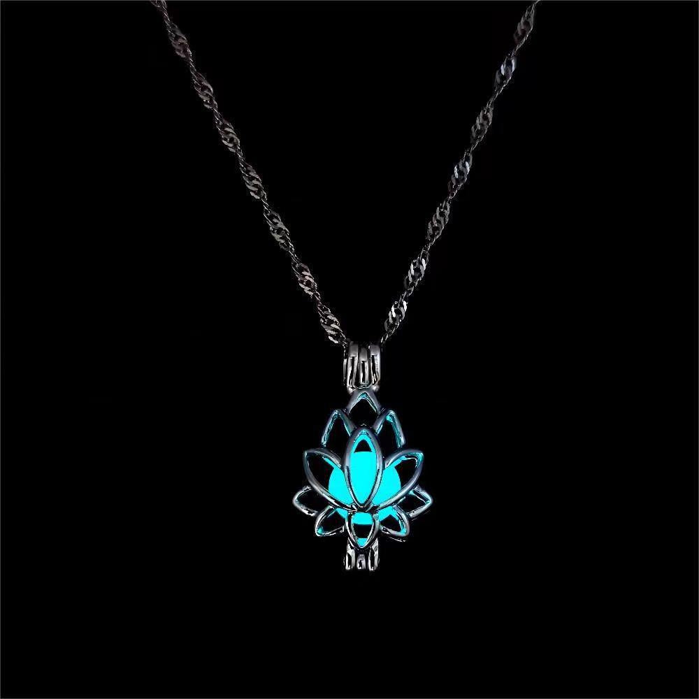 ✨ Glow In The Dark Lotus Pendant Necklace