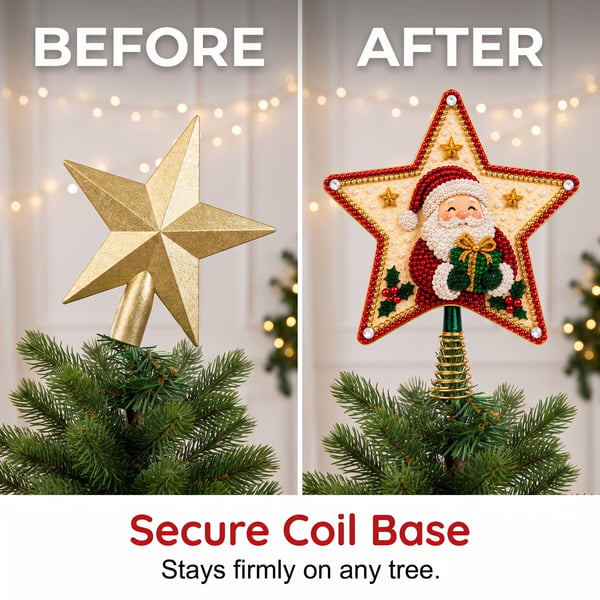 ✨DIY Santa Star Diamond Art Christmas Tree Topper