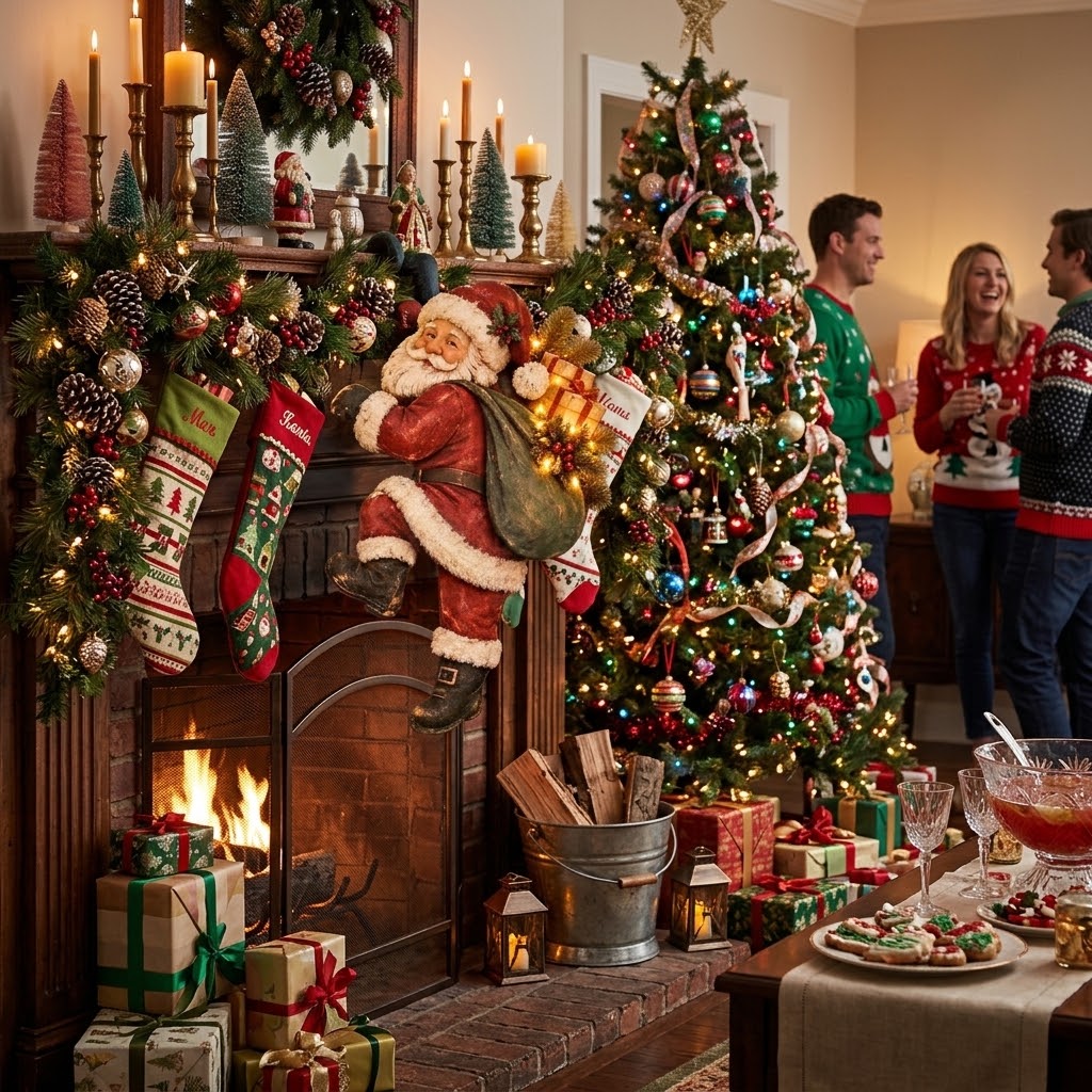 🎅💡Climbing Santa Fence Christmas Decor with Remote LED Lights