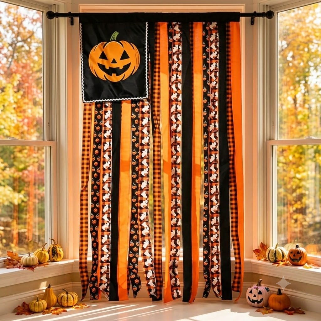 🎃Halloween Flag Pumpkin Fabric Ribbon