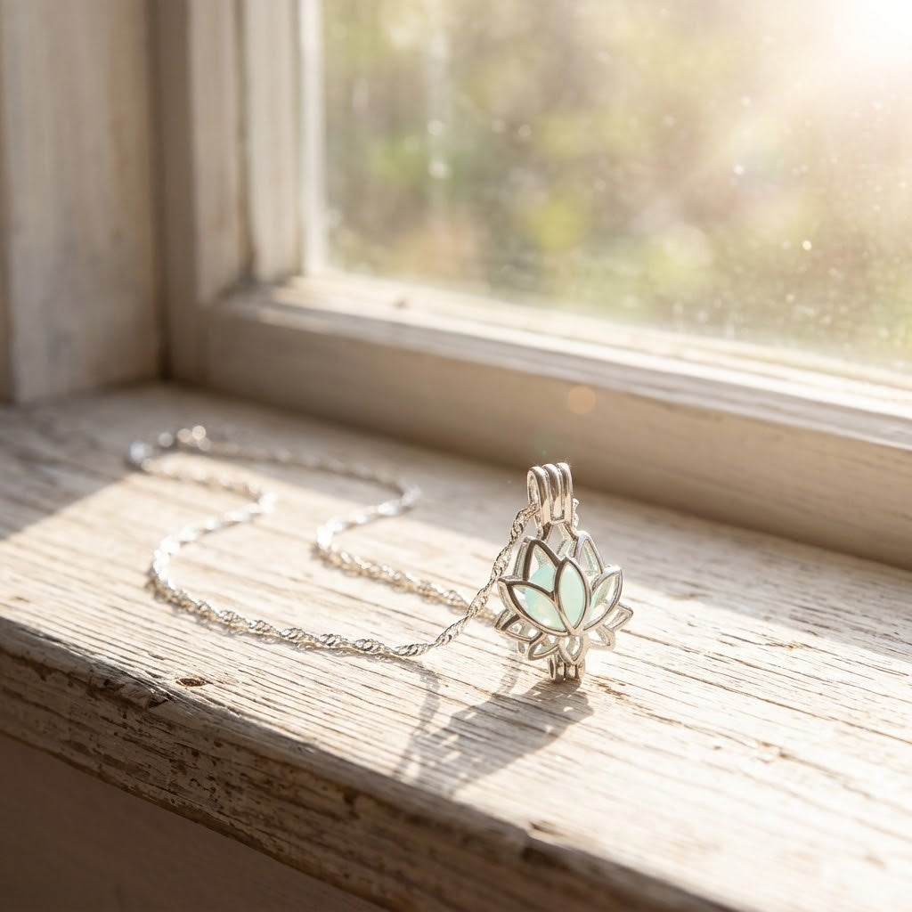 ✨ Glow In The Dark Lotus Pendant Necklace