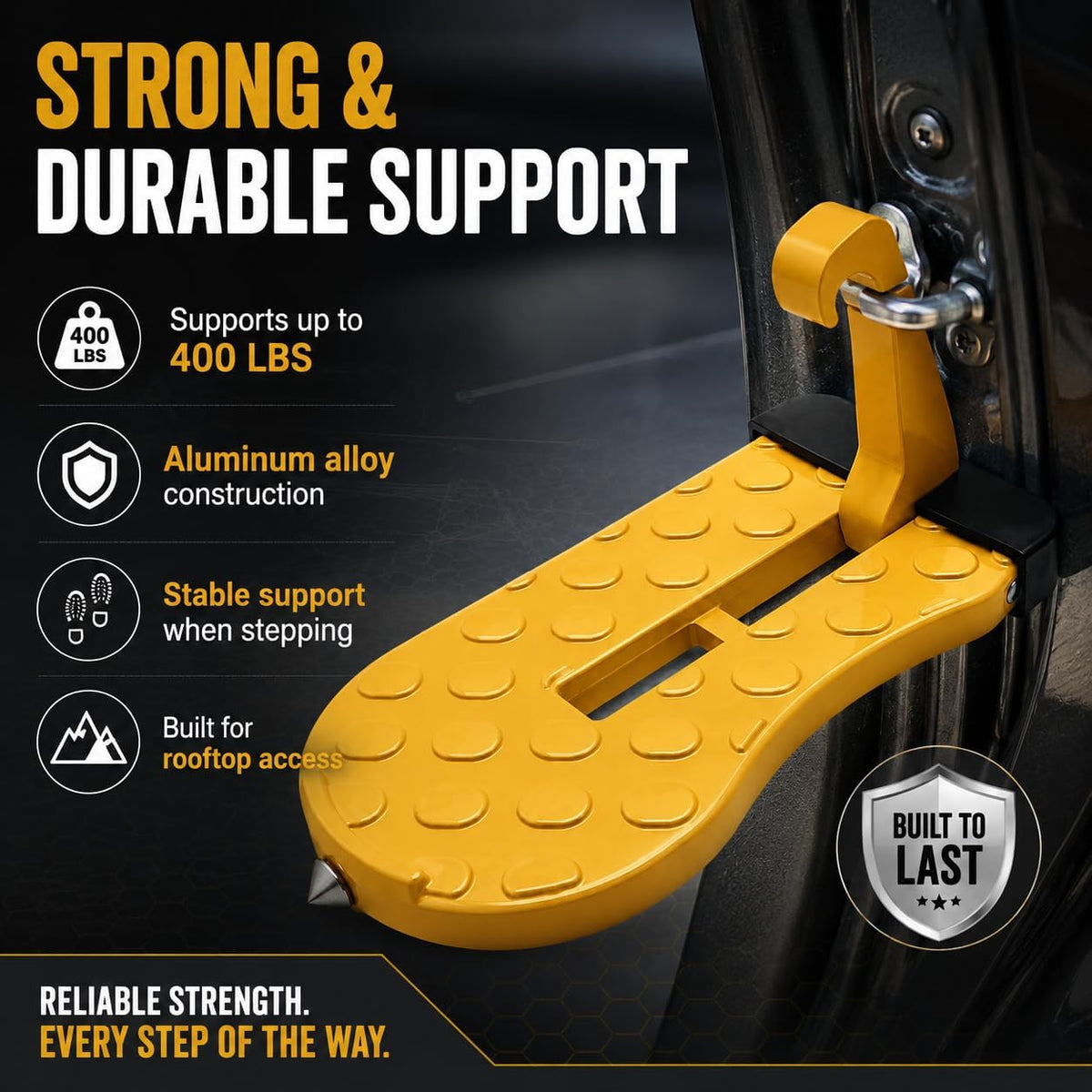 🚗 Car Door Step with Emergency Window Breaker-Foldable Aluminum Alloy Roof Rack Door Step