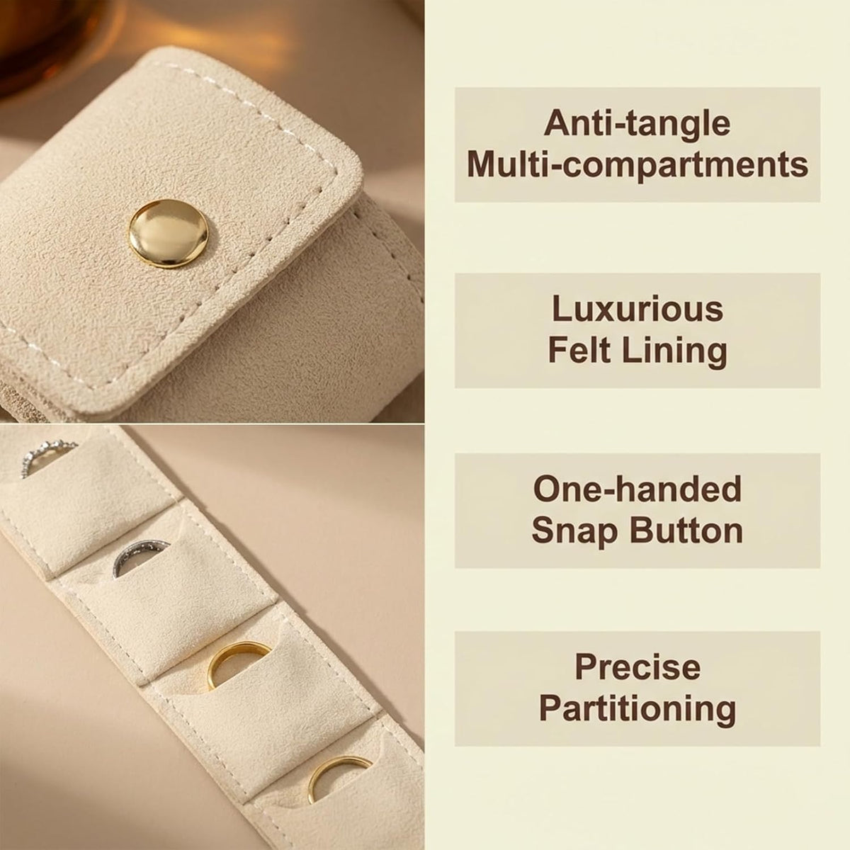 3PCS Travel Jewelry Organizer Bags – Compact Jewelry Case for Rings, Earrings & Necklaces