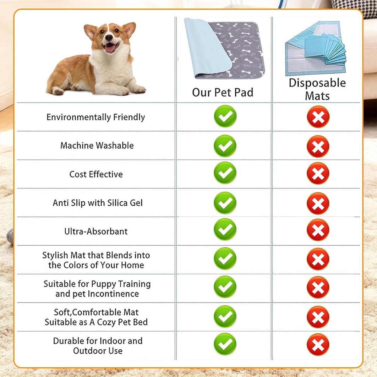 🐾 Reusable Washable Dog Pee Pad-Reusable puppy potty pads for dogs and cats