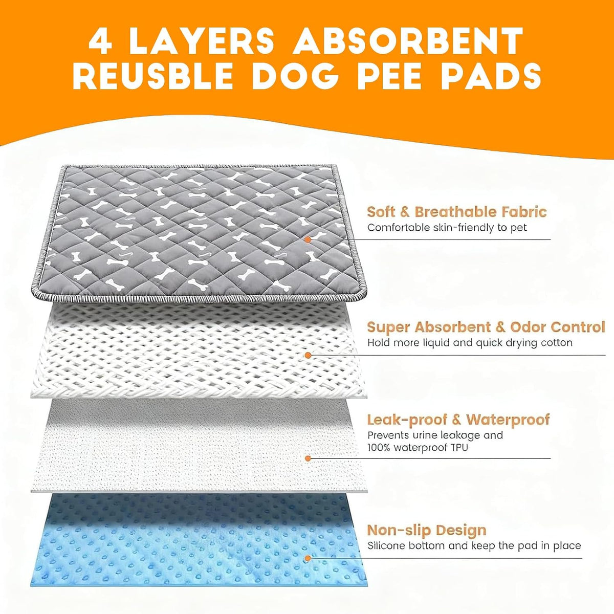🐾 Reusable Washable Dog Pee Pad-Reusable puppy potty pads for dogs and cats