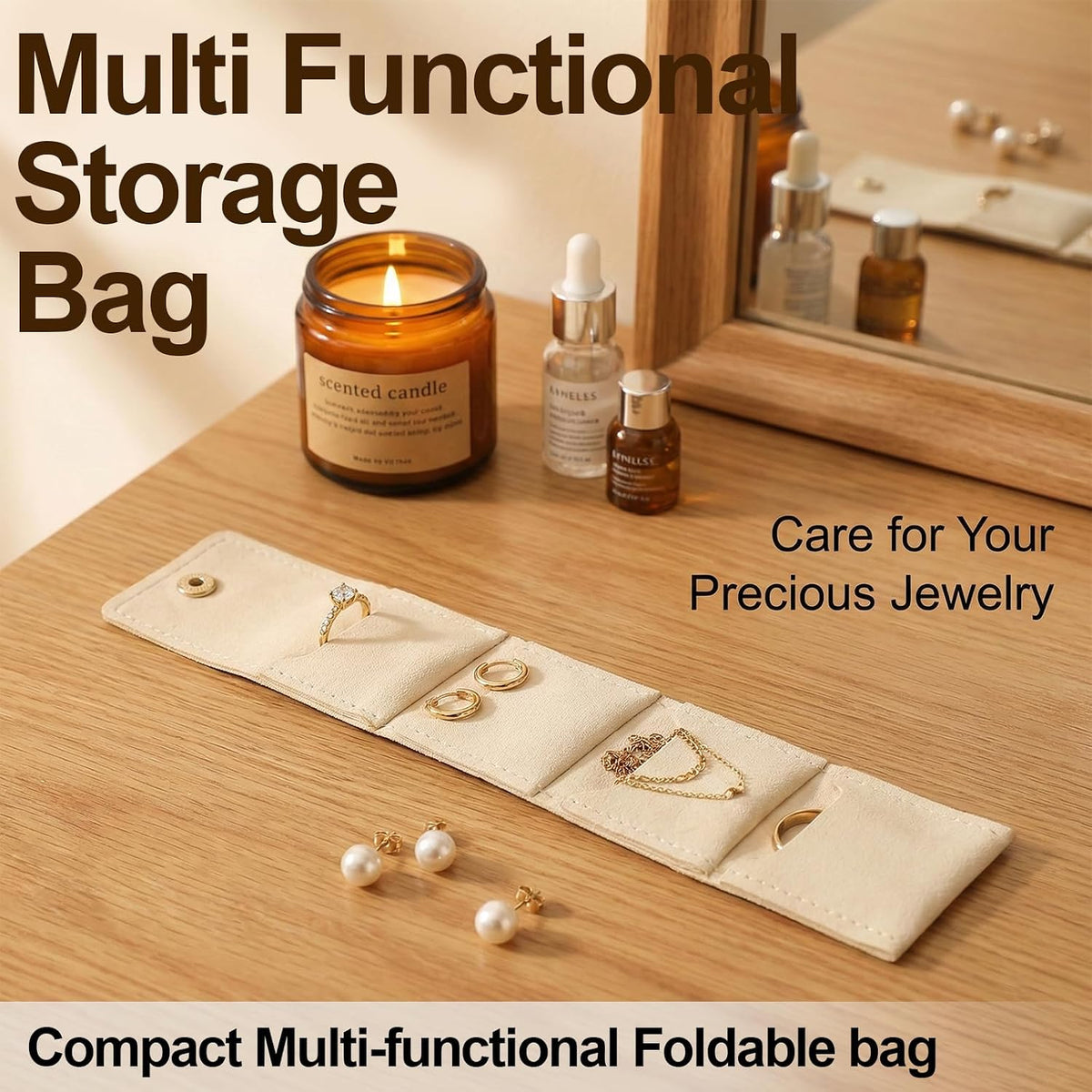 3PCS Travel Jewelry Organizer Bags – Compact Jewelry Case for Rings, Earrings & Necklaces